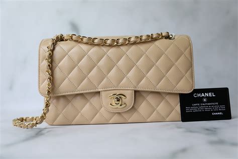 chanel beige caviar classic